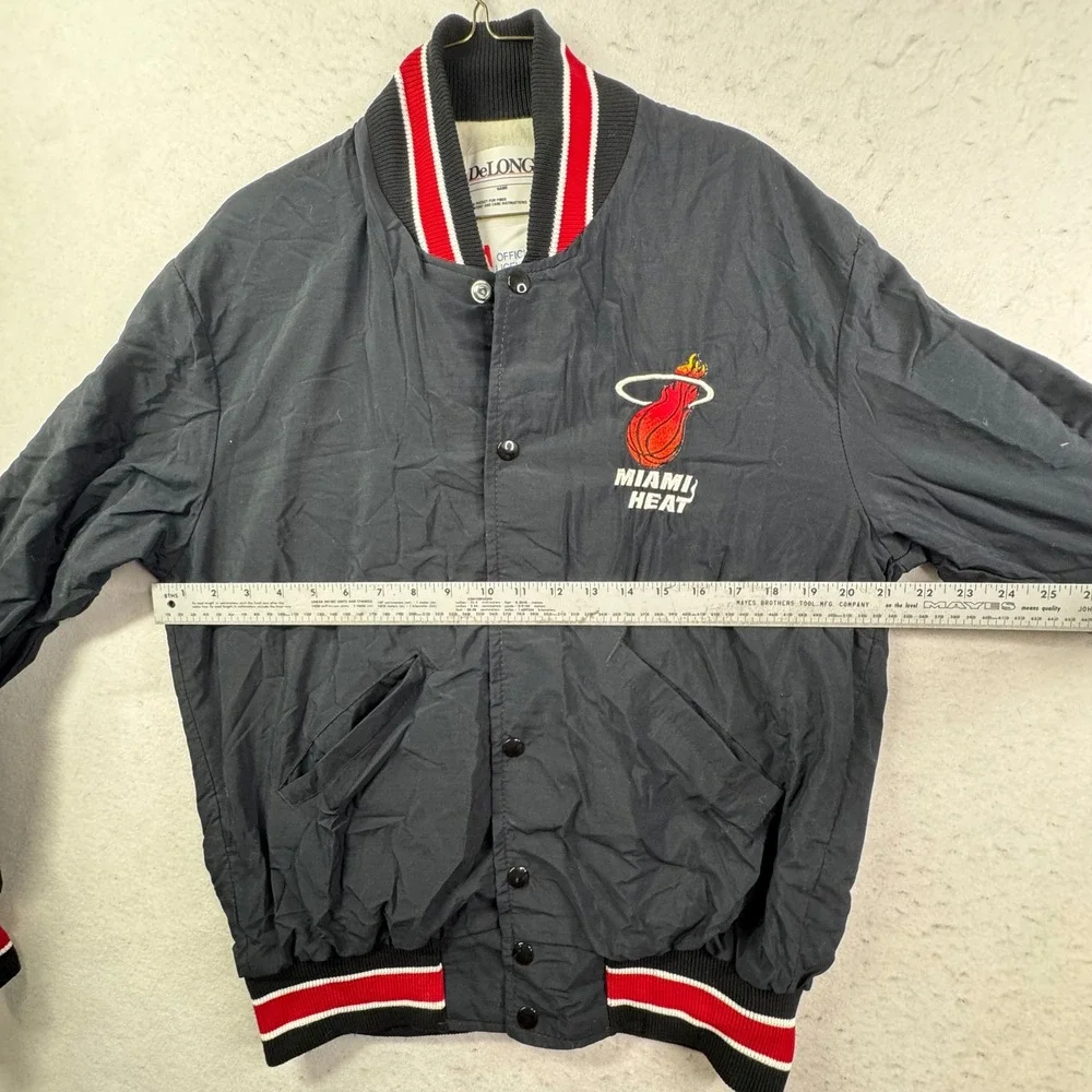 Vintage Miami Heat Varsity Jacket Mens M NBA DeLong Made in USA Snap Button